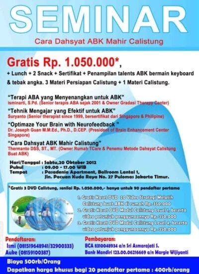 Pencipta Terapi Calistung Thermanto DSS - Seminar Jakarta Timur 20 Oktober 2012