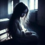 ai generated, girl, child, sad, scared, alone, dark room, lonely, sad girl, afraid, awareness