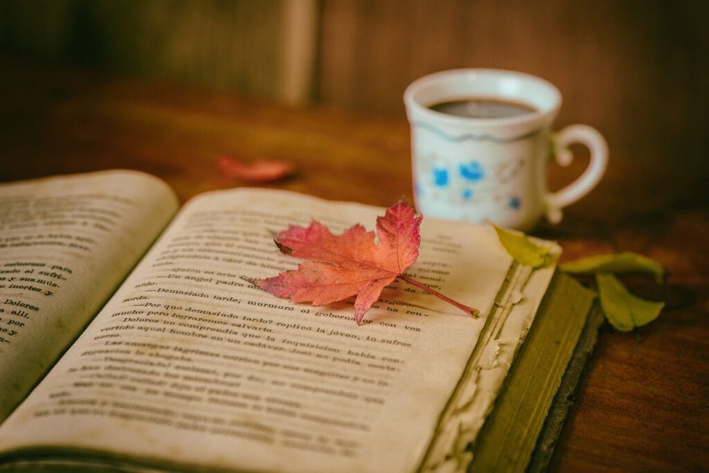 leaves, coffee, cup, still life, book, reading, leisure, nature, hobby, read, open book, bookworm, coffee, book, book, book, book, coffee cup, book, reading, reading, reading