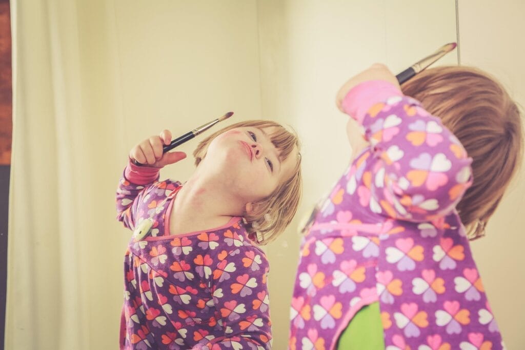 girl, down syndrom, make up, child, mirrors, blonde, little girl, happy, hearing implant, curious, adhd, to play, smile, playful, trisomy, down syndrom, adhd, adhd, adhd, adhd, adhd