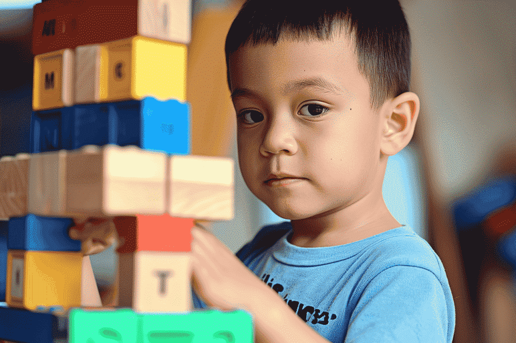 Terapi Calistung - Anak yang sedang bermain Block