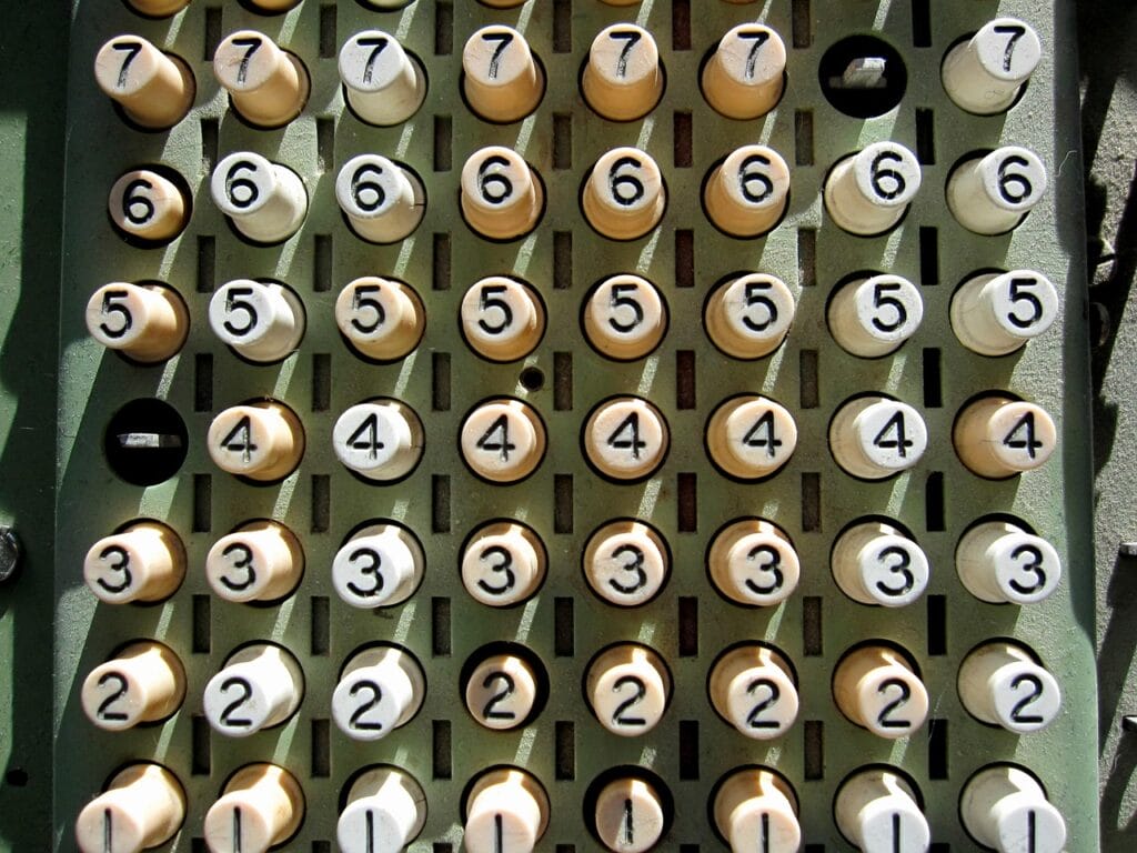 old, vintage, type, retro, antique, machine, equipment, numbers, keys, one, two, three, four, five, six, seven, button, numbers, numbers, numbers, numbers, numbers