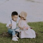 children, siblings, kids, book, brook, meadow