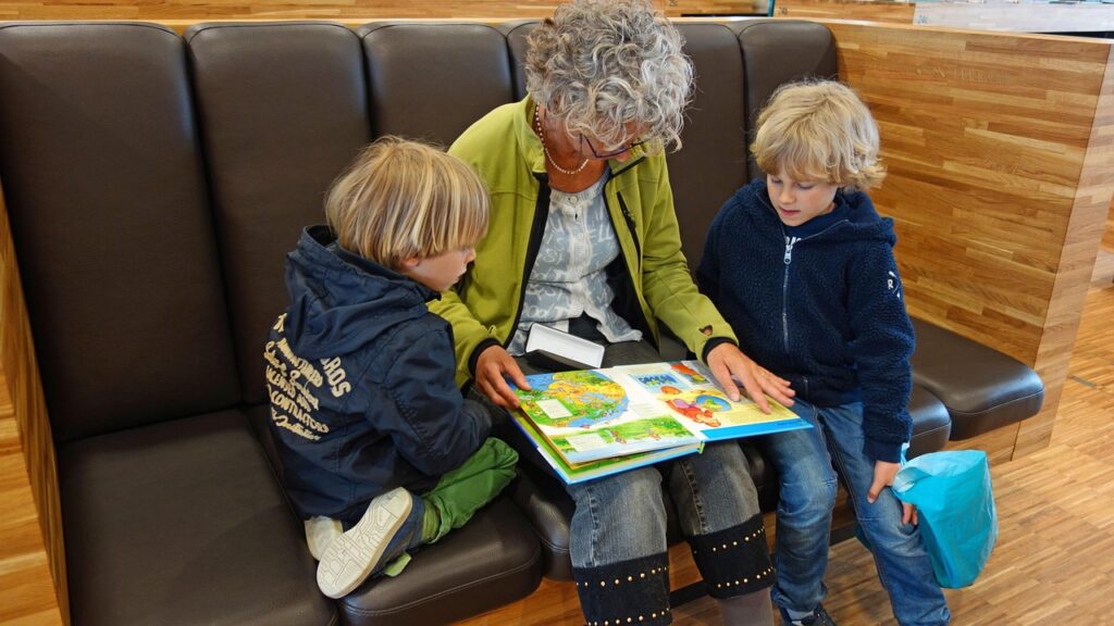 to read aloud, grandmother, grandchild, attentively, language development, library, read, book, child, guys, family, children's books, grandmother, grandmother, grandmother, grandmother, grandmother, library, library, family